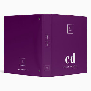 Logo purple monogram white business office binder