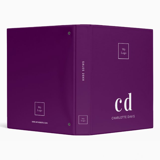 Logo purple monogram white business office binder (Background)