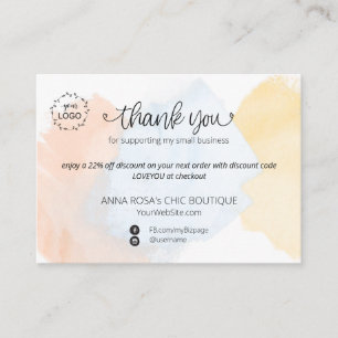 *~* Logo QR . Abstract Thank You Pastel Branding Enclosure Card