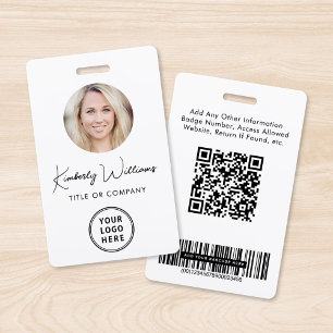 Logo QR Bar Codes Employee Photo ID Badge