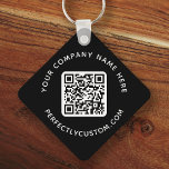 Logo, QR code and custom text double sided black Keychain<br><div class="desc">Double sided keychain with your custom logo,  QR code and custom text on a black or custom colour background. Change fonts and font colours,  move and resize elements with the design tool.</div>