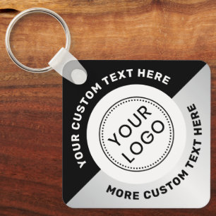Logo QR code and text black grey gradient Keychain