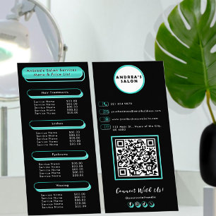 Logo & QR Code Beauty Salon Services Menu Teal