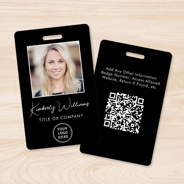 Logo QR Code Black Employee Photo ID Badge (Creator Uploaded)