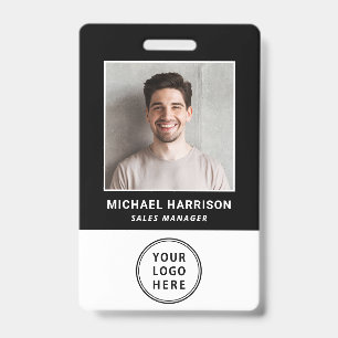 Logo QR Code Black Employee Photo ID Badge