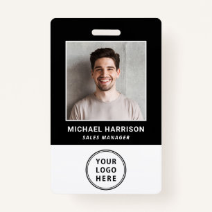 Logo QR Code Black Employee Photo ID Badge
