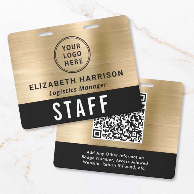 Logo QR Code Black Gold Event Access Pass Badge (Logo QR Code Black Gold Event Access Pass Badge)