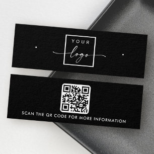 Logo QR code black stud earring display card