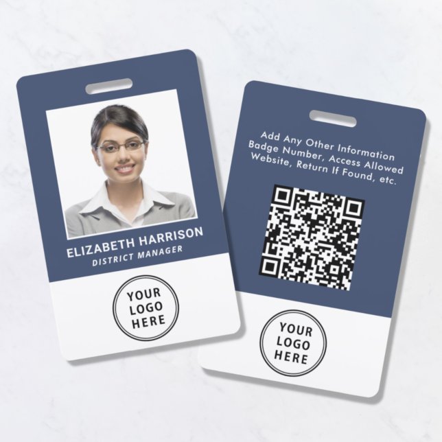 Logo QR Code Blue Employee Photo ID Badge (Creator Uploaded)