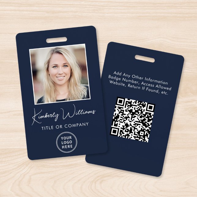 Logo QR Code Blue Employee Photo ID Badge (Creator Uploaded)