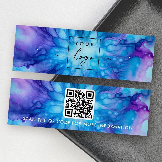 Logo QR code blue purple stud earring display card (Logo QR code blue purple stud earring display card)