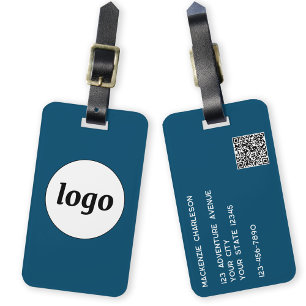 Logo QR code Business Teal Green Luggage Tag