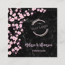 Logo |  QR Code | Cherry Blossoms Black Marble