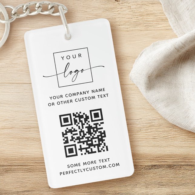 Logo QR code custom text white or any colour Keychain (Logo QR code custom text white or any color Keychain)