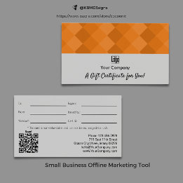 Logo QR Code Gris Black Orange Certificat cadeau