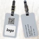 Logo QR Code Light Blue Business Promotional Luggage Tag<br><div class="desc">Simple logo and QR Code design for your business. Replace the logo, QR code destination URL and name and address details with your own - or leave the back blank. Change the background colour in the design tool to customize. Ideal for as a promotional item to give to clients, customers...</div>