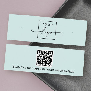 Logo QR code light blue stud earring display card