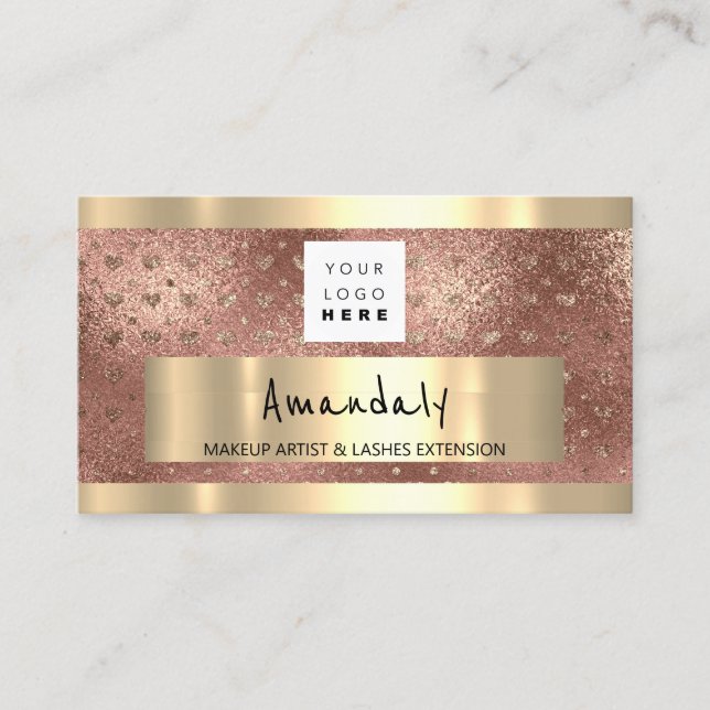 Logo QR CODE Logo Glitter Pink Business Card (Front)