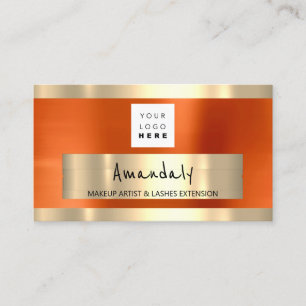 Logo QR CODE Logo Metallic Orange Business Card