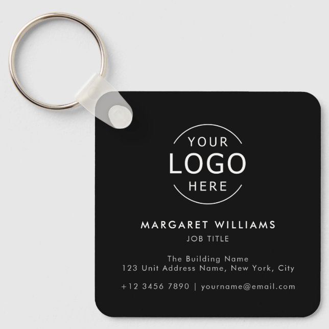 Logo QR Code Minimalist Professional Business Card Keychain (Front)