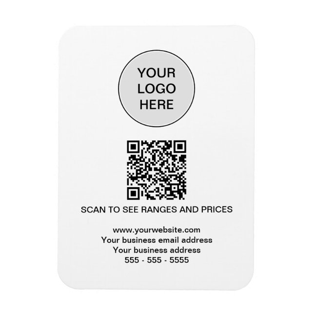 Logo QR Code Modern White Magnet (Vertical)