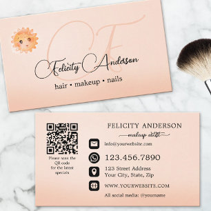 Logo QR Code Peach Beauty Business Card