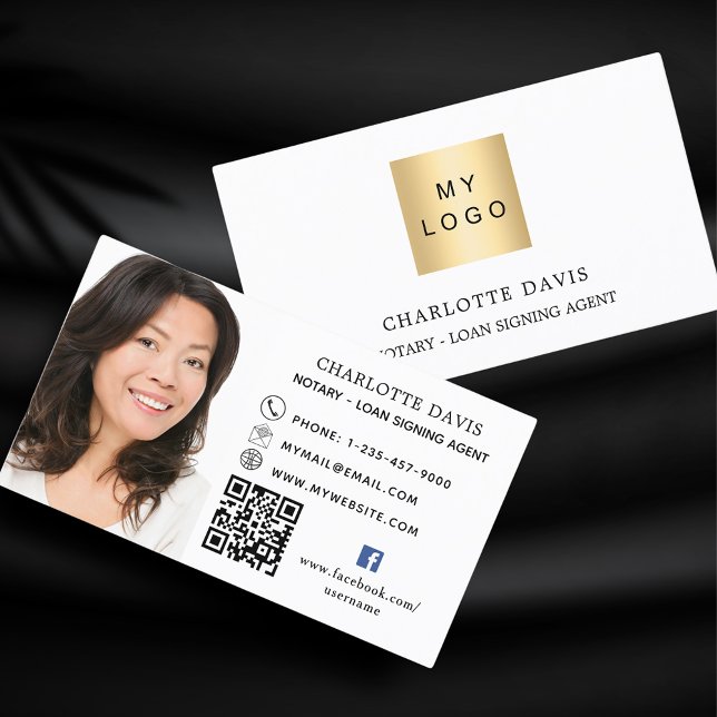 Logo QR code photo facebook brand colour premium Business Card (Creator Uploaded)