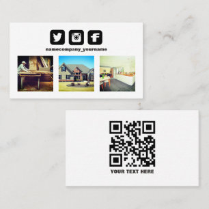 Logo QR code photo social media icons Business Car Card