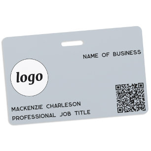 Logo QR Code Professional Business Blue Name Badge