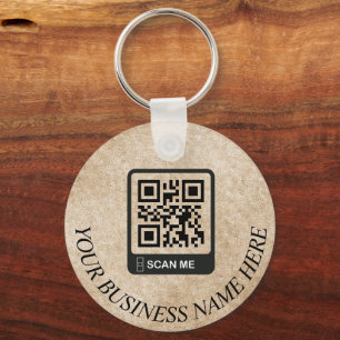 Logo QR Code Promotional Gold Glitter Keychain