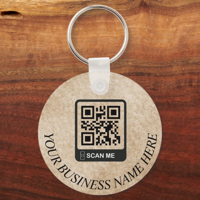 Logo QR Code Promotional Gold Glitter Keychain (Front)