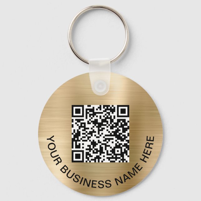 Logo QR Code Promotional Gold Keychain (Front)