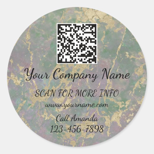 Logo QR Code Promotional Online Shop Marble Classic Round Sticker (Front)