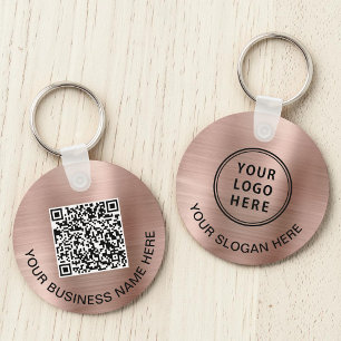 Logo QR Code Promotional Rose Gold Keychain