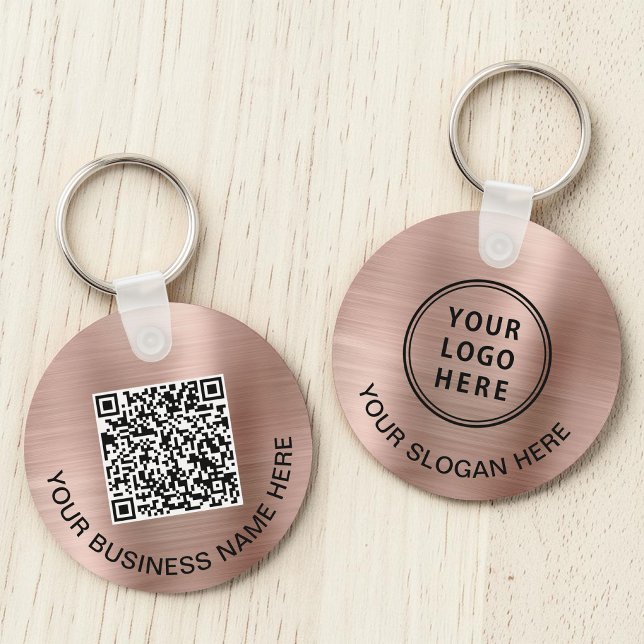 Logo QR Code Promotional Rose Gold Keychain (Business Logo QR Code Promotional Rose Gold Keychain)