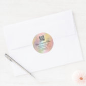  Logo QR Code Promotional Shop Holograph Floral  Classic Round Sticker (Envelope)
