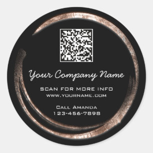 Logo QR Code Promotional Shop Rose Circle Black  Classic Round Sticker