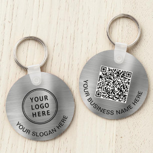 Logo QR Code Promotional Silver Keychain