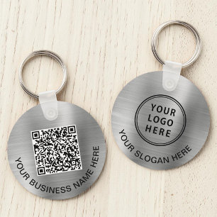 Logo QR Code Promotional Silver Keychain