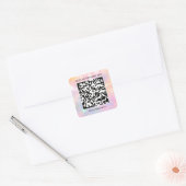Logo QR Code Scan Me Online Shop Holographic Pink Square Sticker (Envelope)