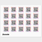 Logo QR Code Scan Me Online Shop Holographic Pink Square Sticker (Sheet)