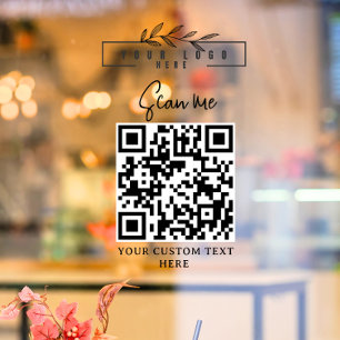 Logo QR CODE Scan me Transparent Window cling