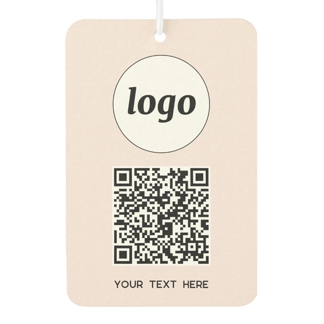 Logo QR Code Text Business Promotional Blush Pink Air Freshener (Simple logo QR code custom text business branding promotional car motor vehicle air freshener)