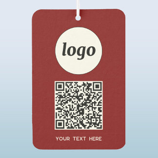 Logo QR Code Text Business Promotional Burgundy Air Freshener