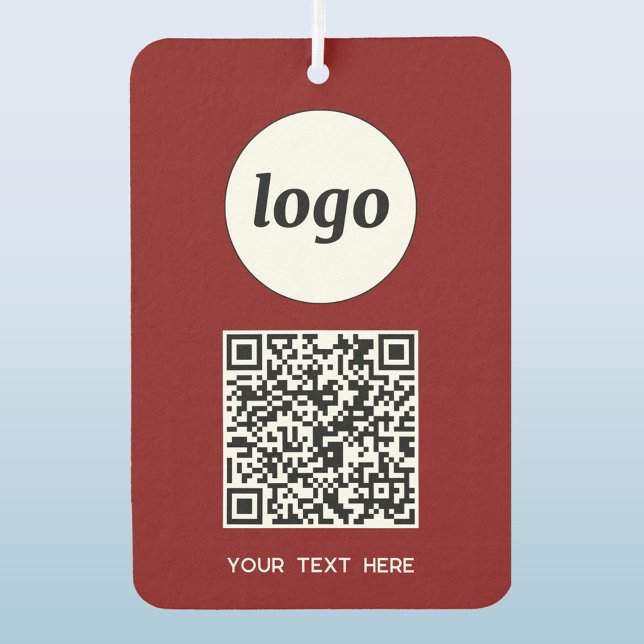 Logo QR Code Text Business Promotional Burgundy Air Freshener (Simple logo QR code custom text business branding promotional car motor vehicle air freshener)