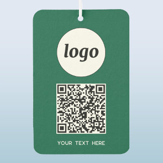 Logo QR Code Text Business Promotional Green Air Freshener