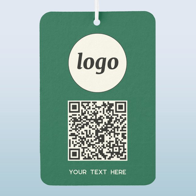Logo QR Code Text Business Promotional Green Air Freshener (Simple logo QR code custom text business branding promotional car motor vehicle air freshener)