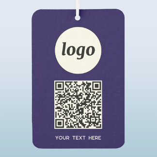 Logo QR Code Text Business Promotional Navy Blue Air Freshener