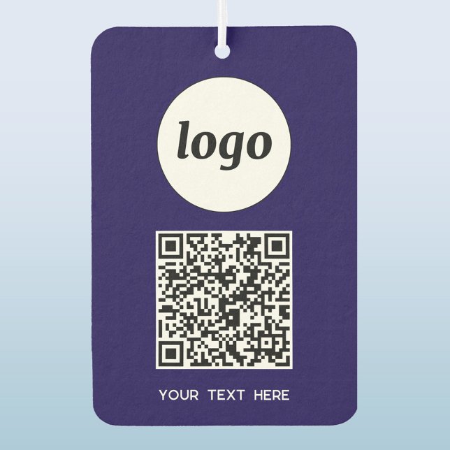 Logo QR Code Text Business Promotional Navy Blue Air Freshener (Simple logo QR code custom text business branding promotional car motor vehicle air freshener)