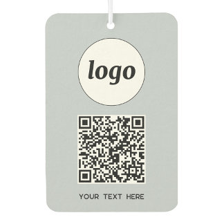 Logo QR Code Text Business Promotional Powder Blue Air Freshener